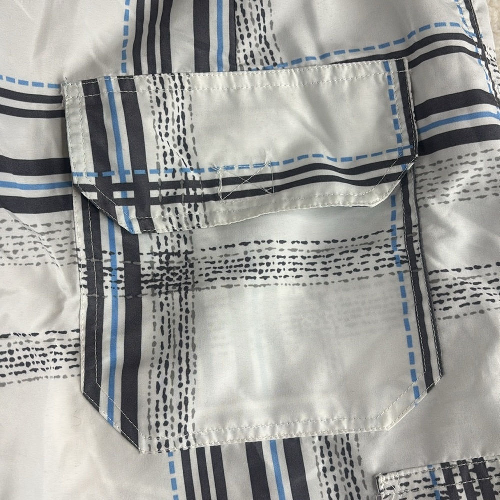 NWOT Blue Gear Mens White Blue Plaid Casual Cargo Shorts 6-Pockets Size 32 - Picture 12 of 16